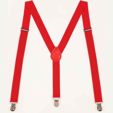 2 pack Women's Suspenders Clips Adjustable Elastic Band Y Shaped Suspender, Suspender with 3 Strong Clips Adjustable Braces (red)