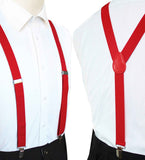 2 pack Women's Suspenders Clips Adjustable Elastic Band Y Shaped Suspender, Suspender with 3 Strong Clips Adjustable Braces (red)