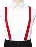 2 pack Women's Suspenders Clips Adjustable Elastic Band Y Shaped Suspender, Suspender with 3 Strong Clips Adjustable Braces (red)
