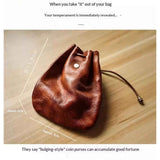 Simple Retro Storage Bag New Leather Drawstring Coin Purse Small Purses Wallets for Women Man Leather Coin Pouch Change Purse Mini Coin Purse Keychain Wallet Mens Coin Pouch (Brown)