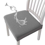 Waterproof Seat Covers for Dining Room Chairs Set of 4, Stretch Jacquard Removable Washable Chair Seat Slipcovers Protector, No Rear Covers, light gray（Only chair covers）