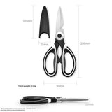2 pack Kitchen Shears Multi Purpose Strong Stainless Steel Kitchen Utility Scissors with Cover Poulry,Fish, Meat, Vegetables Herbs, Bones, Dishwasher Safe (Black)