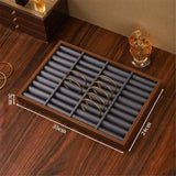 Solid Wood Jewelry Tray Ring Earring Display Showcase Jewelry Organizer,with Ring Holder Ring Box（Only display rack）