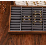 Solid Wood Jewelry Tray Ring Earring Display Showcase Jewelry Organizer,with Ring Holder Ring Box（Only display rack）