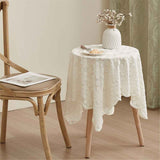Lace Tablecloth Exquisite Embroidery Floral, Tablecloth with Wavy Openwork,Tablecloths for Wedding Decor,Afternoon Tea,Party（100*100cm）
