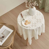 Lace Tablecloth Exquisite Embroidery Floral, Tablecloth with Wavy Openwork,Tablecloths for Wedding Decor,Afternoon Tea,Party（100*100cm）