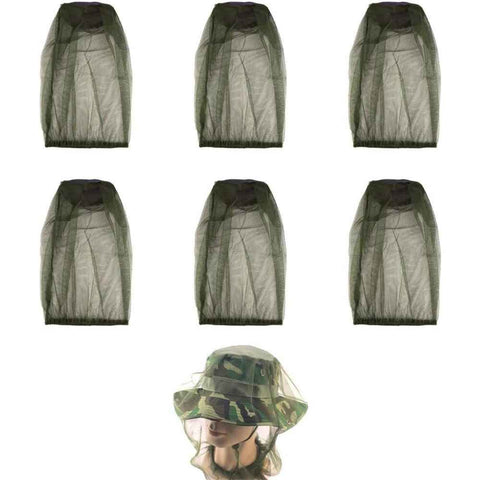 Mosquito Head Net for Insect, 6 Pack, Fly & Bug Protection | Ultra Large & Long, Extra Fine Holes for Camping, Hiking, Fishing, Gardening, Safari, Fits All Hats for Men & Women（Excluding hat）