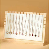 Bamboo Big Necklace Display Stand, Pendant Necklace Wood Jewellery Holder, Chain Jewelry Rack Organizer, Tabletop Display Boards for Home or Shop Sell Show (Beige,Only jewelry box)