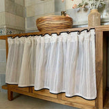 Kitchen Curtains for Small Window,Cafe Curtains 59 Inch Length,Striped Kitchen Pinch Pleat Curtain for Half Windows Semi Sheer Light