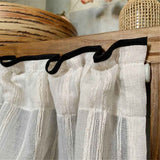 Kitchen Curtains for Small Window,Cafe Curtains 59 Inch Length,Striped Kitchen Pinch Pleat Curtain for Half Windows Semi Sheer Light