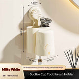 Wall-Mounted Toothbrush and Toothpaste Holder - Self-Draining Design, Easy Installation, Space-Saving, milky white (Single - One Normal Cup)