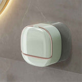 2 pack Adhesive Soap Holder for Shower Wall with Drainage Box, Waterproof Shower Bar Soap Holder Tray, Bathroom Stick on Soap Dish Wall Mounted,Kitchen Bath Hand Skin Soap Caddy Organizer,Light Green