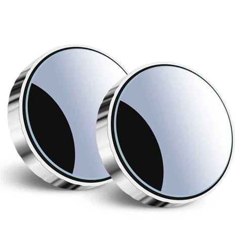 2 pairs Adjustable large Round Stick-on Convex Spot Mirror, big HD Glass Convex Rear View Mirror,Strong Adhesive Blind Spot Mirror for Car, Van, SUV and Trucks (5.5cm), Silver frame)