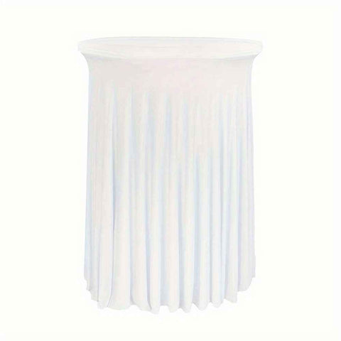 Cocktail Table Covers - 31"x 43" White Cocktail Table Tablecloth with Natural Wavy Round Skirt for Bar Wedding Party Banquet