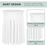 Cocktail Table Covers - 31"x 43" White Cocktail Table Tablecloth with Natural Wavy Round Skirt for Bar Wedding Party Banquet