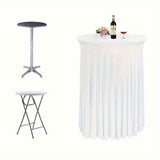 Cocktail Table Covers - 31"x 43" White Cocktail Table Tablecloth with Natural Wavy Round Skirt for Bar Wedding Party Banquet