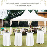 Cocktail Table Covers - 31"x 43" White Cocktail Table Tablecloth with Natural Wavy Round Skirt for Bar Wedding Party Banquet