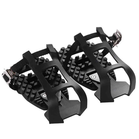 1 pairs Bike Bicycle Toe Clips Cage ONLY - Convert Pedals to Dual Function Pedals - Ride with Sneakers - black