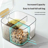 Clear Box, 4-Compartment Sealed Container Set with Lid,Plastic Kitchen Condiment Jars to Store Salt, Pepper, Powder（only box）