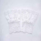 2 pairs Women's Short Lace Gloves Fingerless for Driving Wedding Wrist Length Bridal Prom Gloves（white）