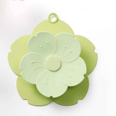2 pack PVC Bathtub Drain Cover/Strainer - Dual Use Tub Stopper & Floor Drain Protector - Flower Shape Hair Catcher (Green)