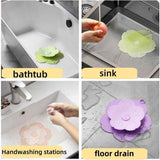 2 pack PVC Bathtub Drain Cover/Strainer - Dual Use Tub Stopper & Floor Drain Protector - Flower Shape Hair Catcher (Green)