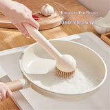 2 pack Dish Brush Set with Soap Dispensing Palm Brush Dish Scrub Brush with Soap Dispenser Palm Dish Brush Kitchen Cleaning Brush with Ergonomic Long Handle for Cleaning Sink, Pot, Pan, Cream Yellow