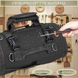 Roll Up Tool Bag, Portable Folding Tool Roll with Detachable Pouch, Heavy Duty Motorcycle Tool Storage Organizer, Gifts for Dad, Black（only bag）