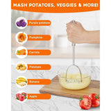 Potato Masher, Dual Arc for Easy, Labor-Saving Mashing, 304 Stainless Steel, Sturdy and Durable One-Piece Potato Press, Dishwasher Safe, for Potatoes and More