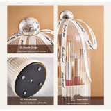 Makeup Brush Holder with Lid Cosmetic Tools Organizer 360 Rotating Waterproof Dustproof Makeup Brushes Storage for Vanity, milky white