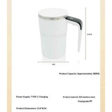 Automatic Magnetic Stirring Coffee Mug with Temperature Display, Rechargeable Self Mixing Cup for Milk Tea, Magnetic Mixing Cup with Lid, Stainless Steel Material Suitable for Coffee, Milk (White)