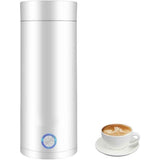 Travel Kettle - 400ML  Portable Electric Kettle for Boiling Water - Self Heating Cup/Thermos - Single Size Personal Tea Maker -Hot Water Boiler/Heater/Warmer - White