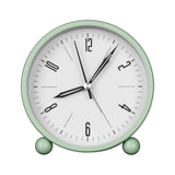 Nightlight Alarm Clock 4.5" Round Silent Alarm Clock Bedside Desk Non-Ticking Travel Clock Battery Operated Green(Battery Include)