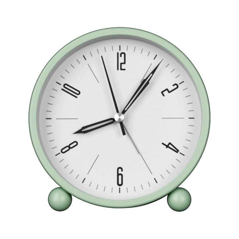 Nightlight Alarm Clock 4.5" Round Silent Alarm Clock Bedside Desk Non-Ticking Travel Clock Battery Operated Green(Battery Include)