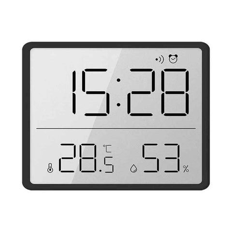 Smart Digital Alarm Clock, w/Magnetic Attraction, Indoor Temperature Humidity, HD Screen Hour Date, Battery Operated -Black