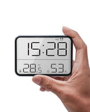 Smart Digital Alarm Clock, w/Magnetic Attraction, Indoor Temperature Humidity, HD Screen Hour Date, Battery Operated -Black