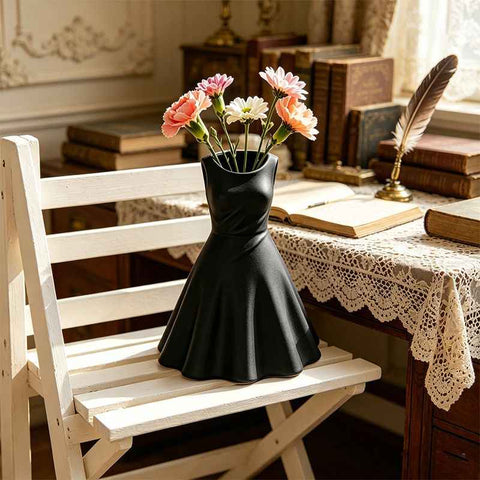 3D printed dress vase, black