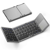 Foldable Bluetooth Keyboard with Touchpad, Wireless Portable Keyboard, Ultra Slim Rechargeable Folding Keyboard with Full-Size Keys for iOS Android Windows Laptop Tablet PC,Grey