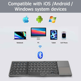 Foldable Bluetooth Keyboard with Touchpad, Wireless Portable Keyboard, Ultra Slim Rechargeable Folding Keyboard with Full-Size Keys for iOS Android Windows Laptop Tablet PC,Grey