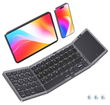 Foldable Bluetooth Keyboard with Touchpad, Wireless Portable Keyboard, Ultra Slim Rechargeable Folding Keyboard with Full-Size Keys for iOS Android Windows Laptop Tablet PC,Grey