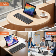 Foldable Bluetooth Keyboard with Touchpad, Wireless Portable Keyboard, Ultra Slim Rechargeable Folding Keyboard with Full-Size Keys for iOS Android Windows Laptop Tablet PC,Grey