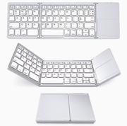 Foldable Bluetooth Keyboard with Touchpad, Wireless Portable Keyboard, Ultra Slim Rechargeable Folding Keyboard with Full-Size Keys for iOS Android Windows Laptop Tablet PC,Silver