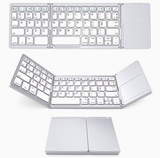 Foldable Bluetooth Keyboard with Touchpad, Wireless Portable Keyboard, Ultra Slim Rechargeable Folding Keyboard with Full-Size Keys for iOS Android Windows Laptop Tablet PC,Silver