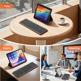 Foldable Bluetooth Keyboard with Touchpad, Wireless Portable Keyboard, Ultra Slim Rechargeable Folding Keyboard with Full-Size Keys for iOS Android Windows Laptop Tablet PC,Silver