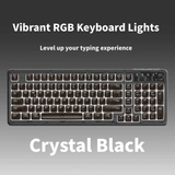 RGB Backlit Wired Mechanical Gaming Keyboard, 104 Keys Full Size Hot Swappable Keyboard with Aluminum Base, Noise Absorbing Foam, Tactile Brown Switch, Programmable Keys & Volume Knob for PC Mac,Crystal Black
