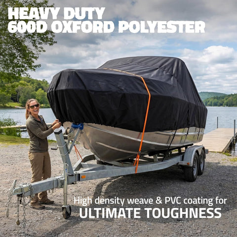 600D Heavy Duty Waterproof Boat Cover, Black, 19-21FT, 820*530cm In Australia - Darrahopens