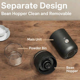 Black electric coffee grinder, automatic spice grinder, rechargeable, salt grinder, pepper grinder, adjustable coarseness, detachable design, kitchen tool. In Australia - Darrahopens