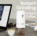White electric coffee grinder, automatic spice grinder, rechargeable, salt grinder, pepper grinder, adjustable coarseness, detachable design, kitchen tool. In Australia - Darrahopens
