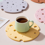 2‑Pack light‑Yellow round Silicone Trivet Mat, Heat Resistant Non Slip, 6.3x6.3x0.4 Inches, Kitchen Table Protector for Bowls Plates Cups