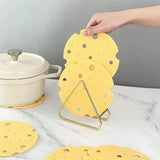 2‑Pack light‑Yellow round Silicone Trivet Mat, Heat Resistant Non Slip, 6.3x6.3x0.4 Inches, Kitchen Table Protector for Bowls Plates Cups